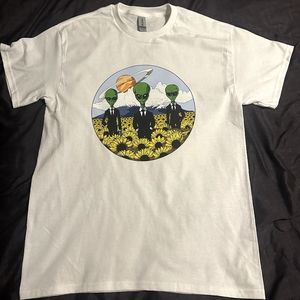 New Space Alien Flower Cotton Short Sleeve Shirt Cotton Apparel Saturn Sunflower